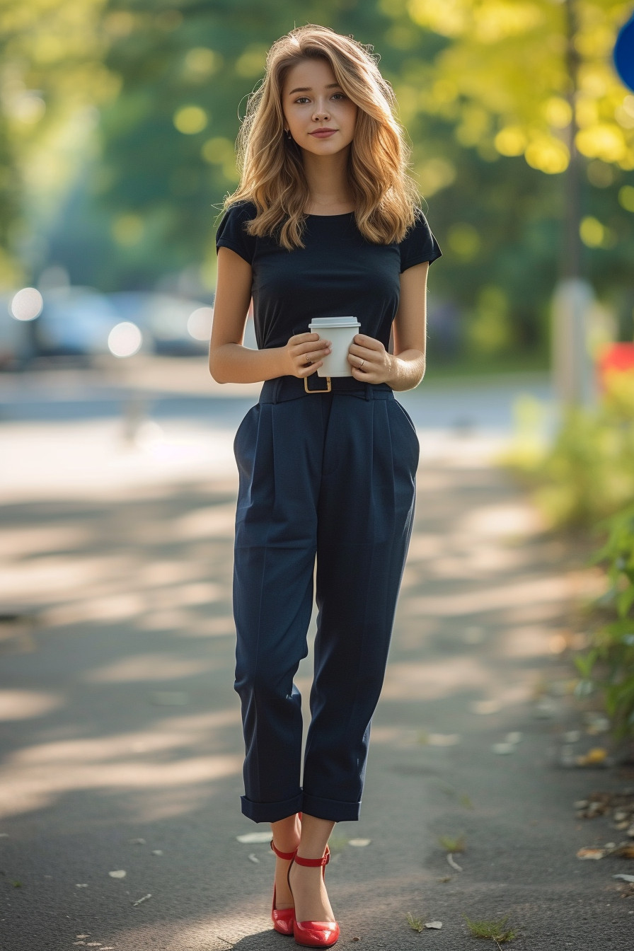 img of The Chic Allure of Ankle Strap Heels and Cropped Trousers