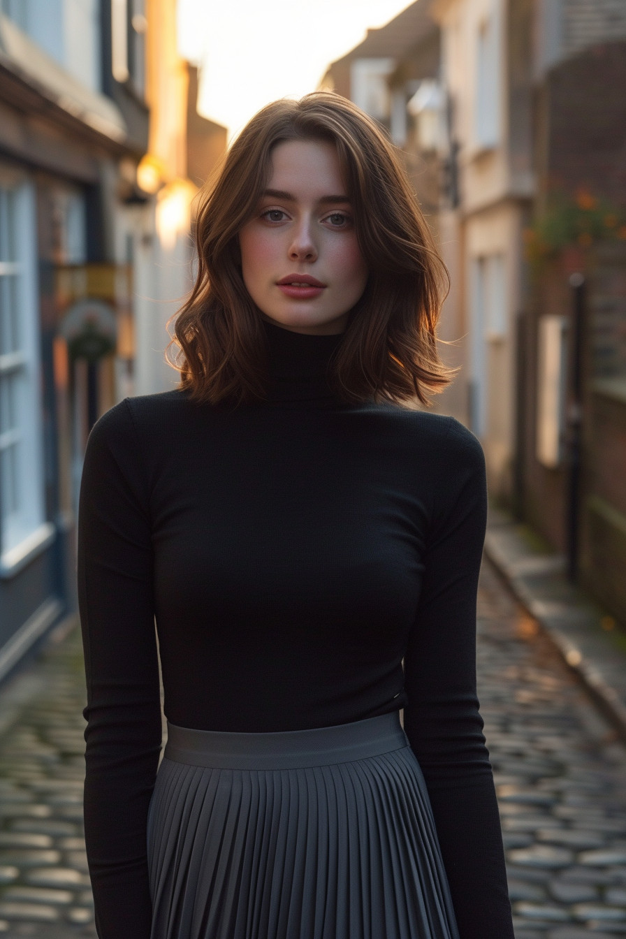img of The Elegance of Turtlenecks: How to Style Them with Midi Skirts